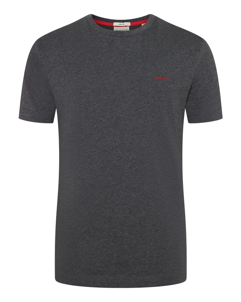 Gant Baumwoll-T-Shirt mit Logostickerei in Anthrazit