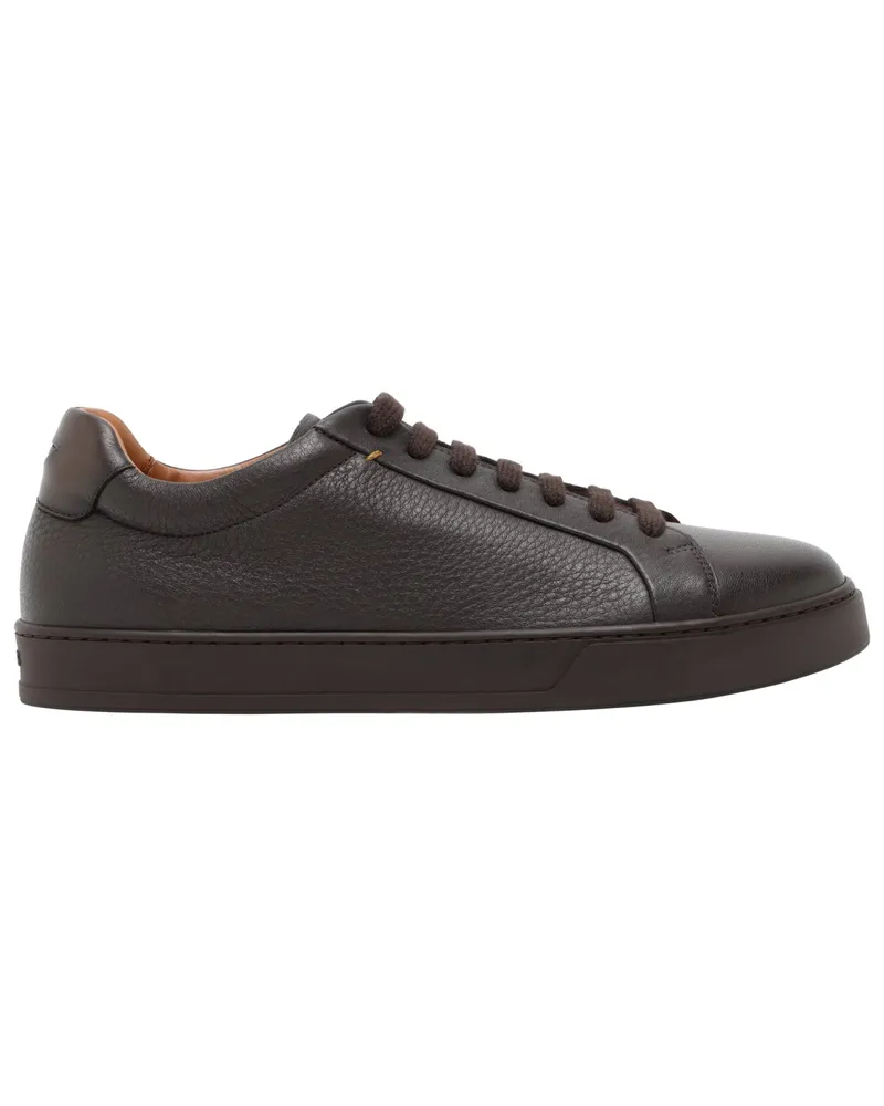 Doucal´s Allrounder-Sneaker aus genarbtem Nappaleder in Dunkelbraun