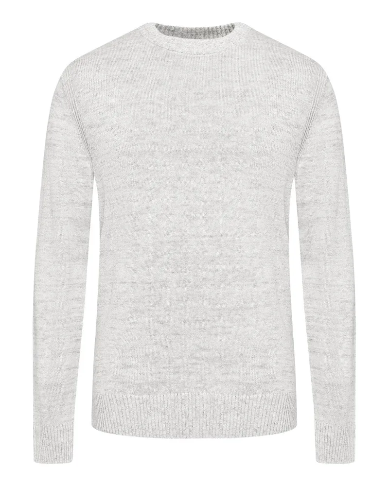 HUGO BOSS Leichter Rundhalspullover aus einem Woll-Mix in Grau