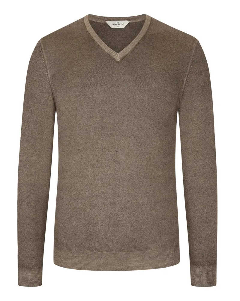 Gran Sasso Leichter Pullover mit V-Ausschnitt in Washed-Optik in Beige