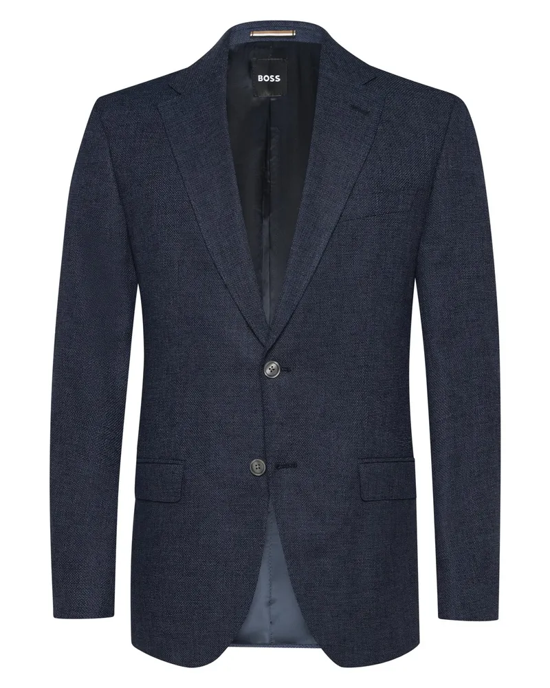 HUGO BOSS Einreihiges Sakko mit Leinenanteil in Blau