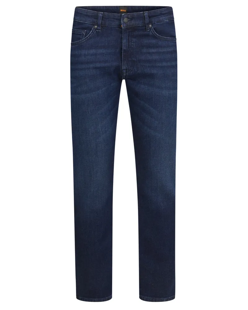 HUGO BOSS Raw Jeans Delaware mit Stretchanteil, Slim Fit in Schwarzblau