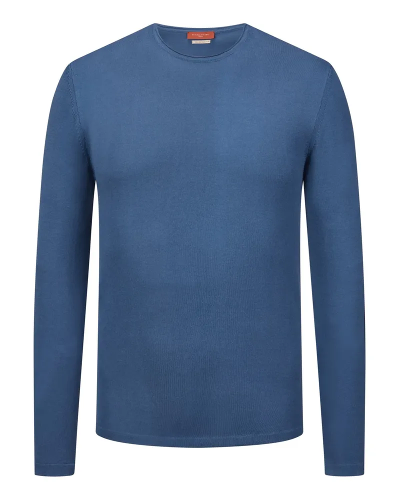 Daniele Fiesoli Softer Rundhalspullover aus ägyptischer Baumwolle in Mittelblau