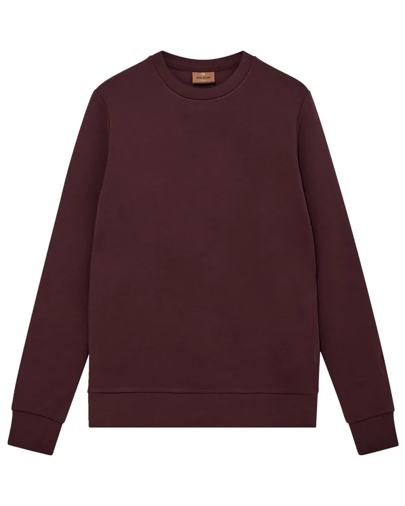 Mos Mosh Glattes Stretch-Sweatshirt mit O-Neck in Rostrot