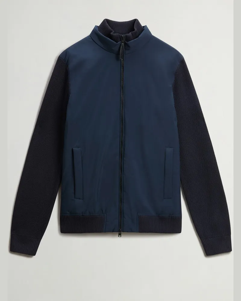 Woolrich Hybride Strickjacke mit wattierter Daunenfront in Marine
