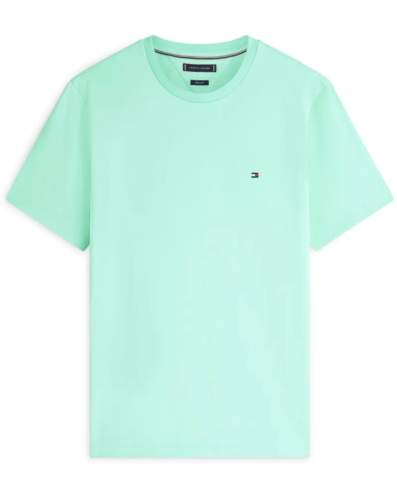 Tommy Hilfiger Softes T-Shirt mit kleiner Logo-Stickerei, Regular Fit in Mint