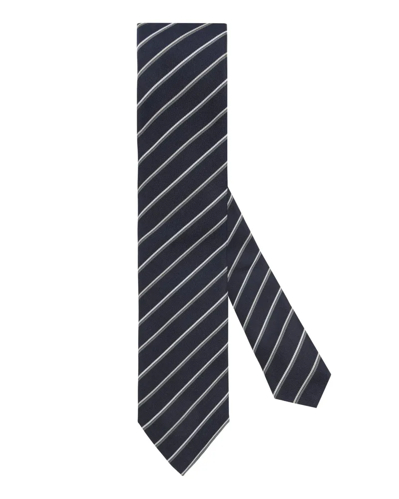 Emporio Armani Schmale Seidenkrawatte mit diagonalen Streifen in Anthrazit