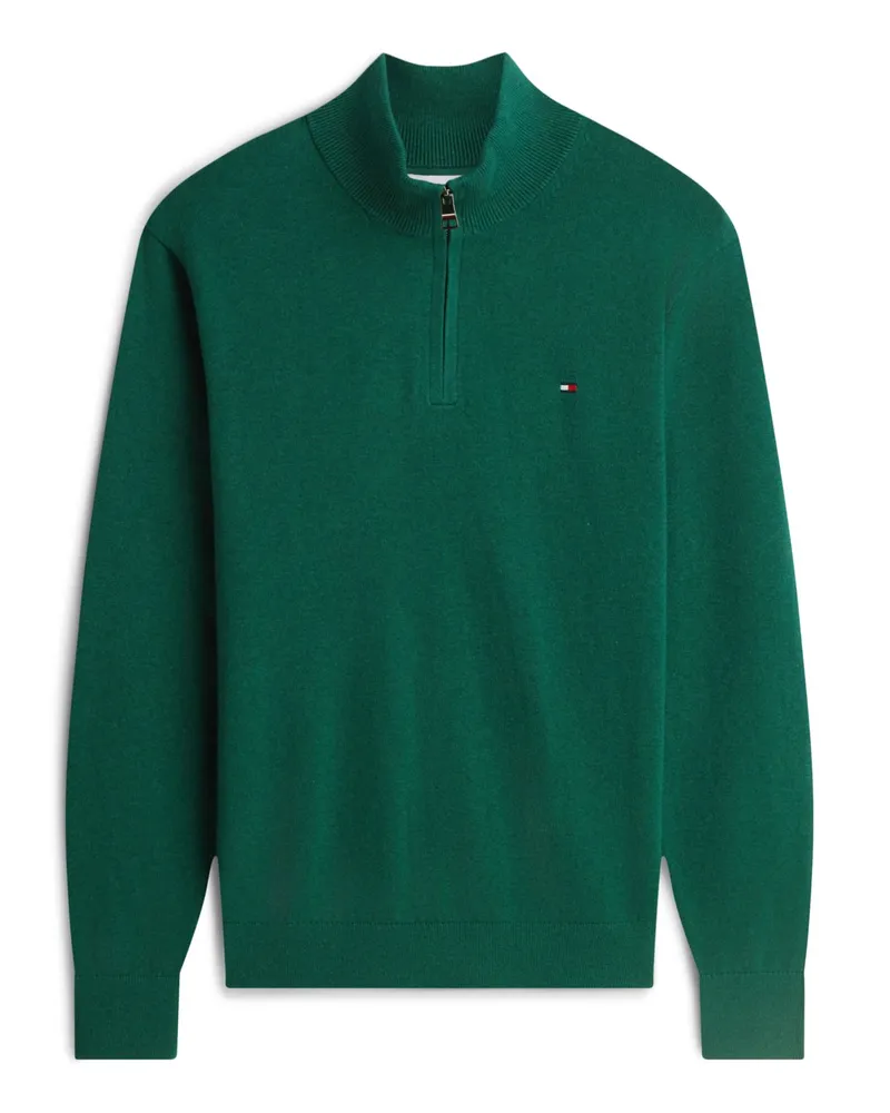 Tommy Hilfiger Softer Troyer mit Kaschmir und kleiner Logo-Stickerei in Grün