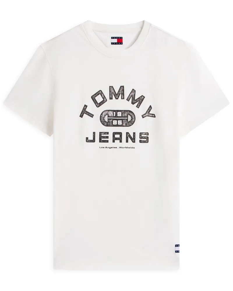 Tommy Hilfiger T-Shirt mit Label-Print auf der Vorderseite aus Baumwolle in Weiß