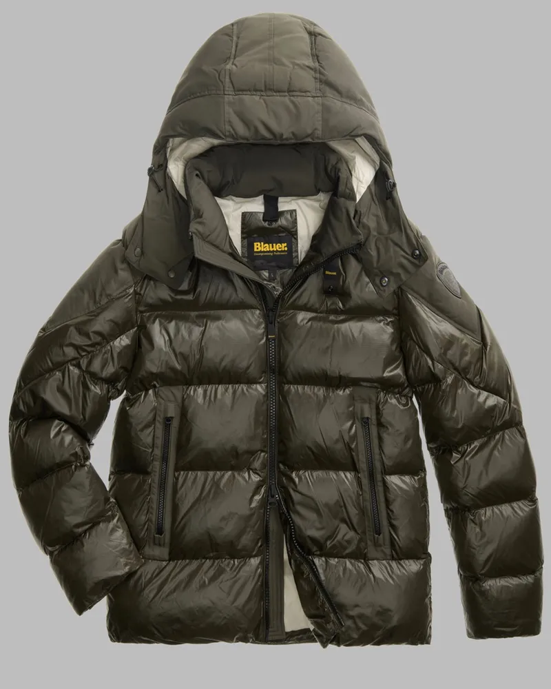 Blauer Steppjacke Kiernan mit Sorona®-Isolation und abtrennbarer Kapuze in Oliv