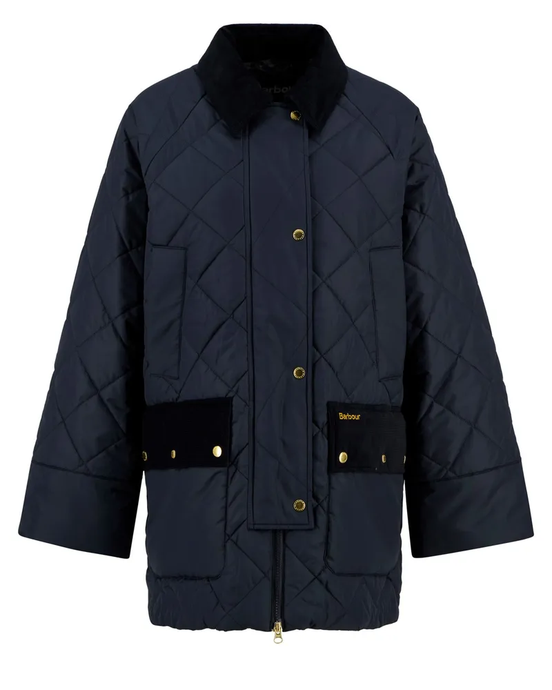 Barbour Damen Steppjacke Aldbrough mit Cordkragen in Marine