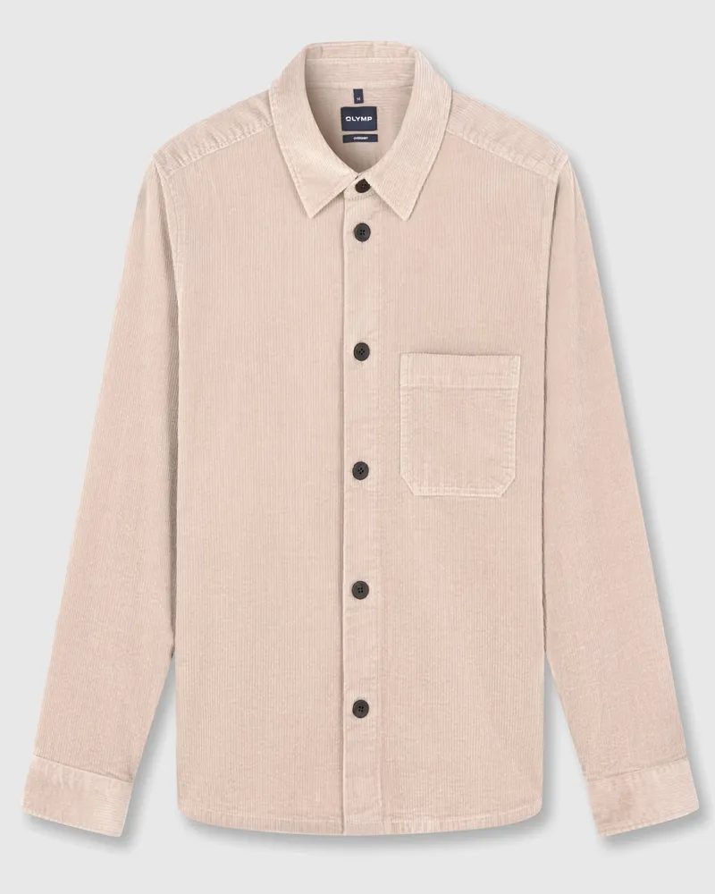 Olymp Overshirt aus Cord mit Stretchanteil, Casual Fit in Beige