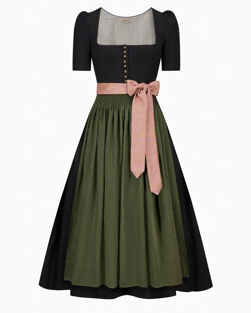Gottseidank Dirndl Hanni mit geradem Ausschnitt und halblangem Puffarm in Graublau