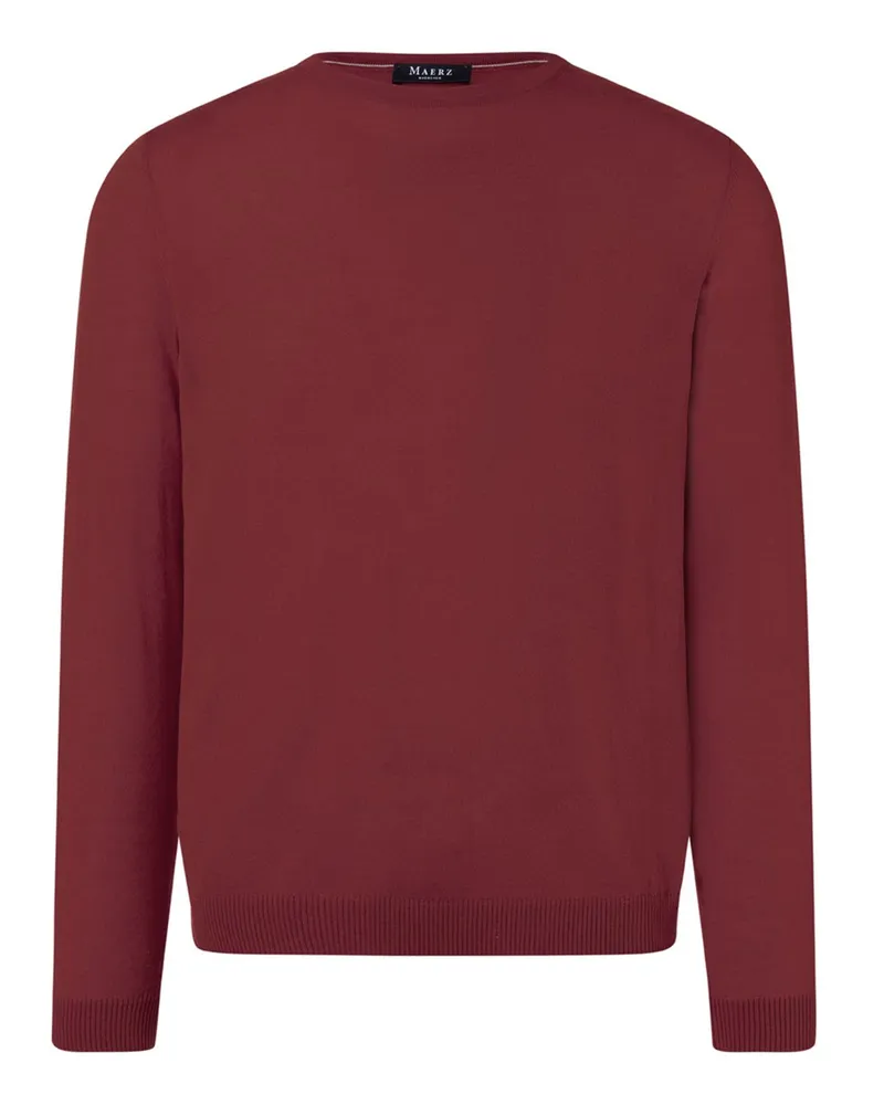 Maerz Rundhals-Pullover aus extrafeiner Merinowolle in Rot