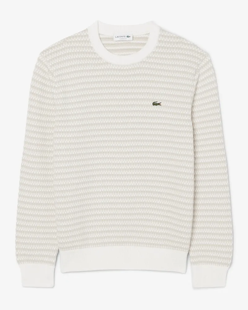Lacoste Rundhals-Pullover mit Muster und Struktur, Classic Fit in Offwhite