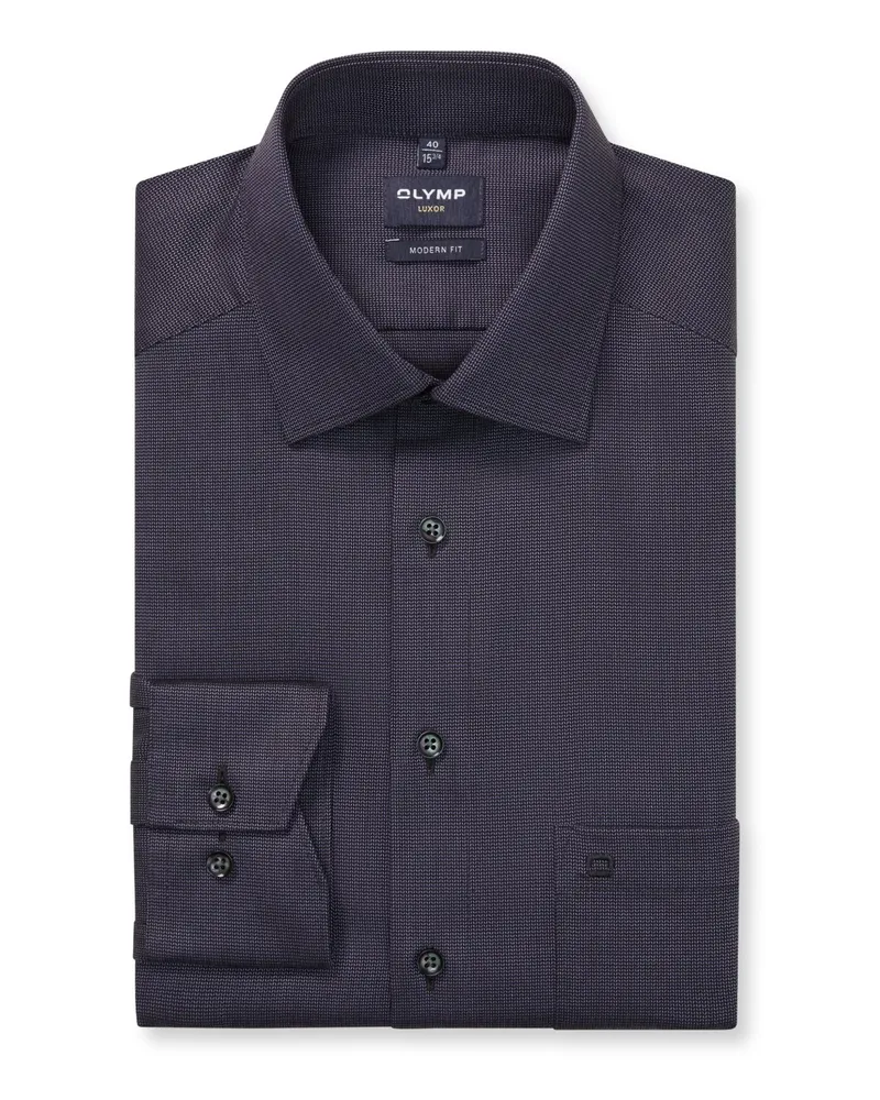 Olymp Luxor, Modern Fit, Baumwollhemd mit Struktur und Brusttasche in Lila