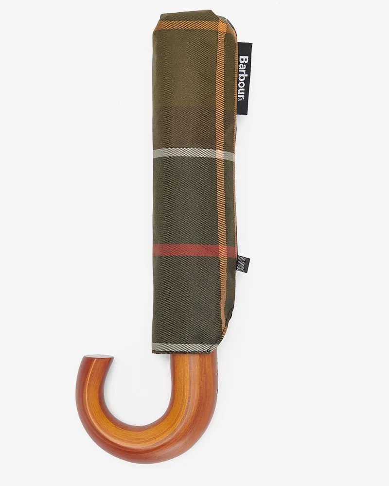 Barbour Regenschirm im Teleskop-Design mit Tartan-Muster in Oliv