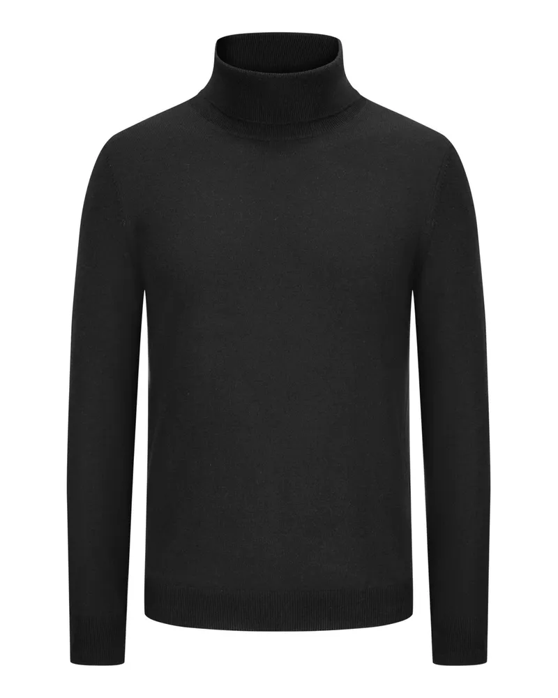 Gran Sasso Rollkragenpullover aus extrafeiner Merinowolle in Schwarz