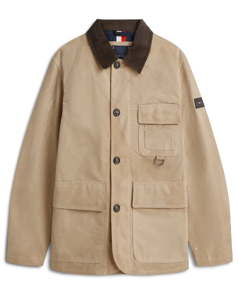 Tommy Hilfiger Wattierte Wachsjacke aus robustem Baumwollcanvas in Beige