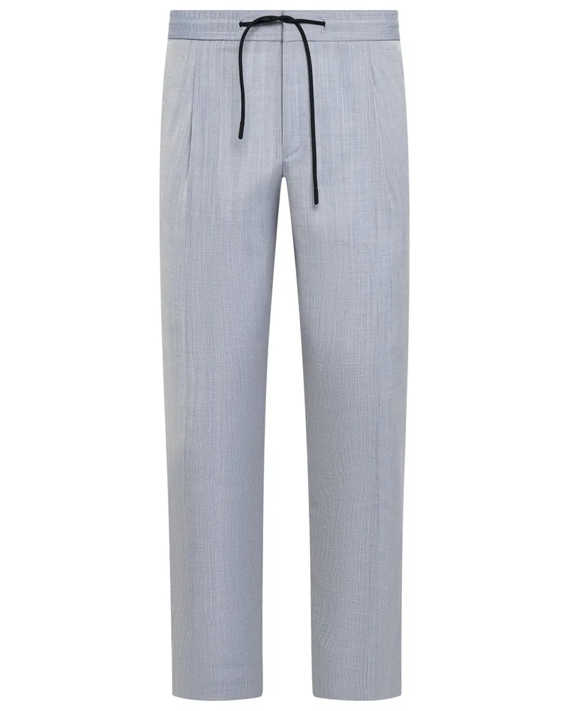 HUGO BOSS Casual-Anzughose mit Kordelzug aus einem Woll-Mix in Grau
