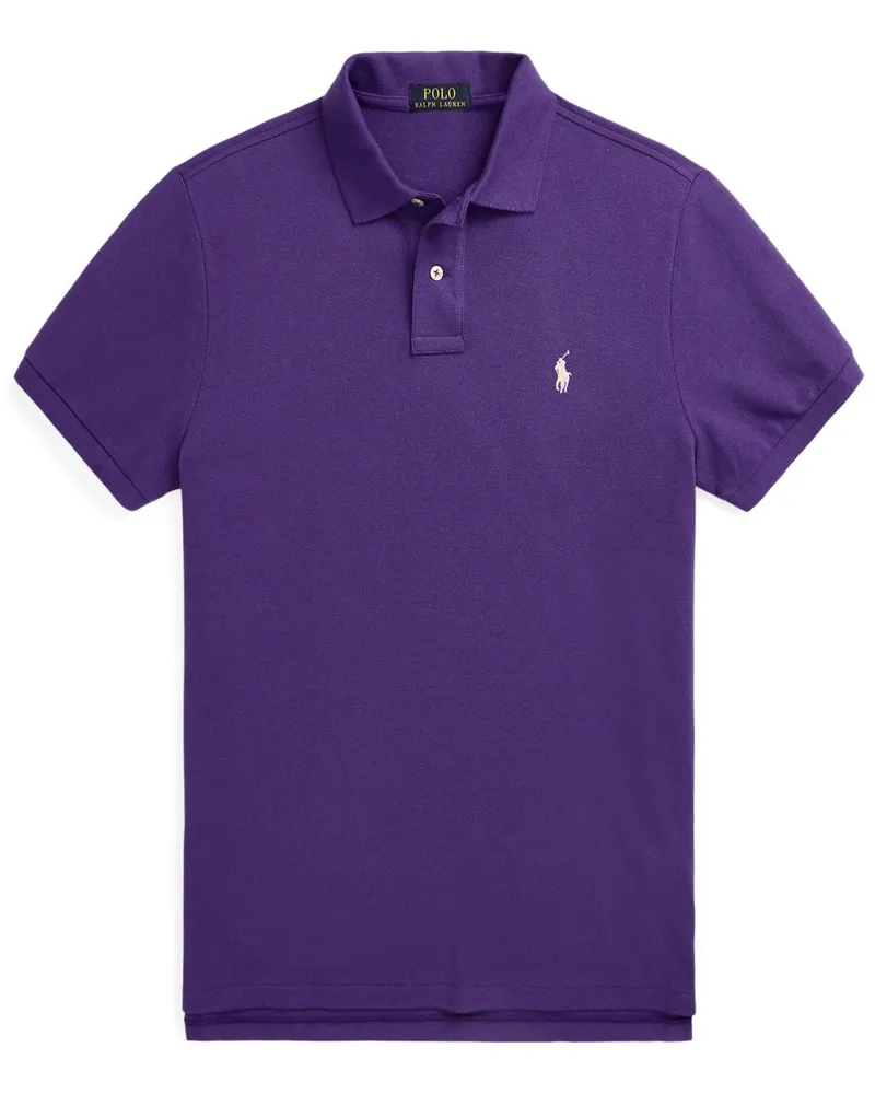 Ralph Lauren Piqué-Poloshirt mit Poloreiter-Stickerei, Slim Fit Lila