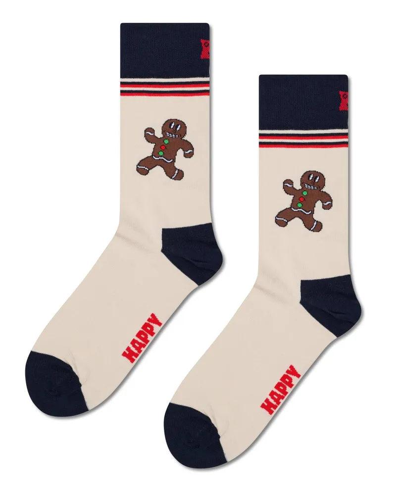 Happy Socks Socken mit Happy Gingerbread-Motiv in Beige