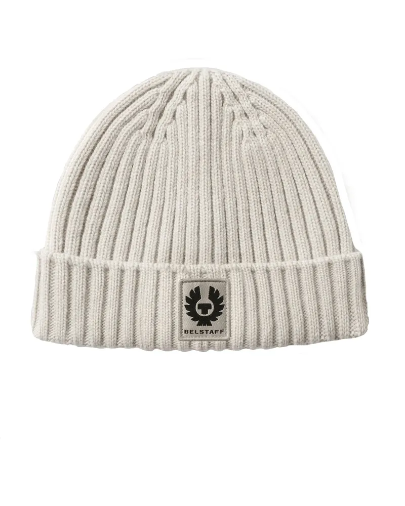 Belstaff Mütze aus Wolle mit Phönix-Aufnäher in Beige