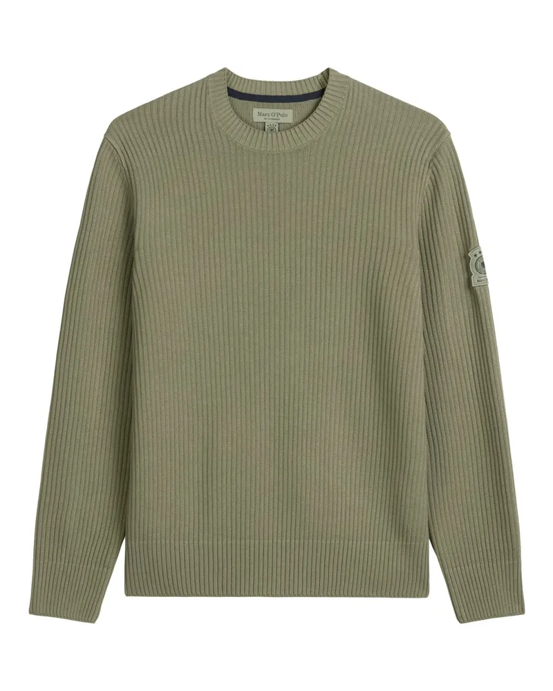 Marc O'Polo Pullover in Baumwoll-Rippstrick, DFB Travel Collection in Oliv