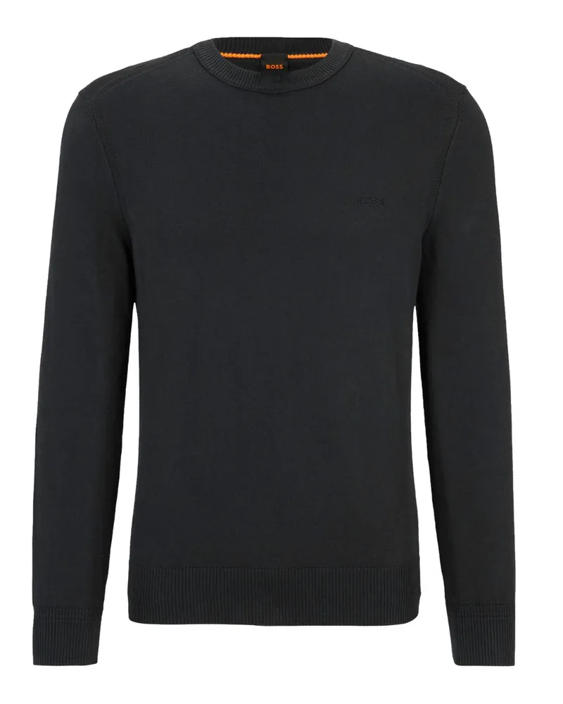 HUGO BOSS Leichter Strick-Pullover aus Baumwolle in Schwarz