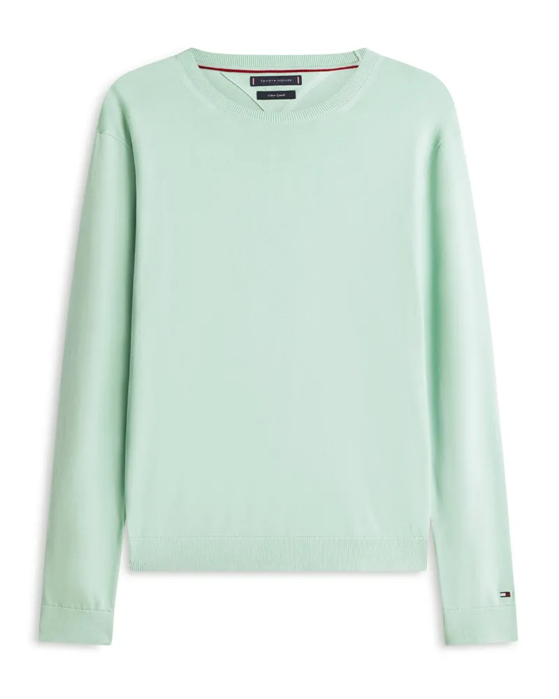 Tommy Hilfiger Leichter Strick-Pullover mit Lyocell und Logo-Stickerei in Mint