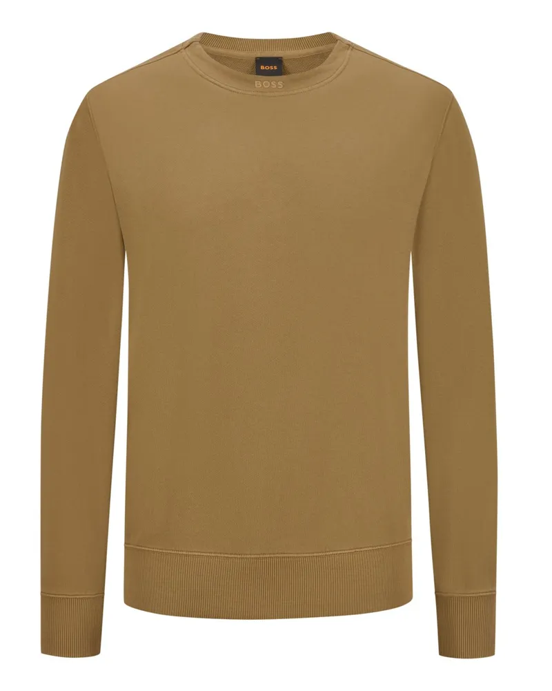 HUGO BOSS Unifarbenes Sweatshirt aus Baumwolle in Beige