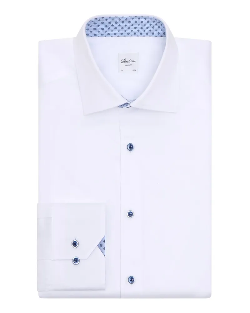 Stenströms Unifarbenes Hemd aus Twofold Super Cotton, Slimline in Weiß