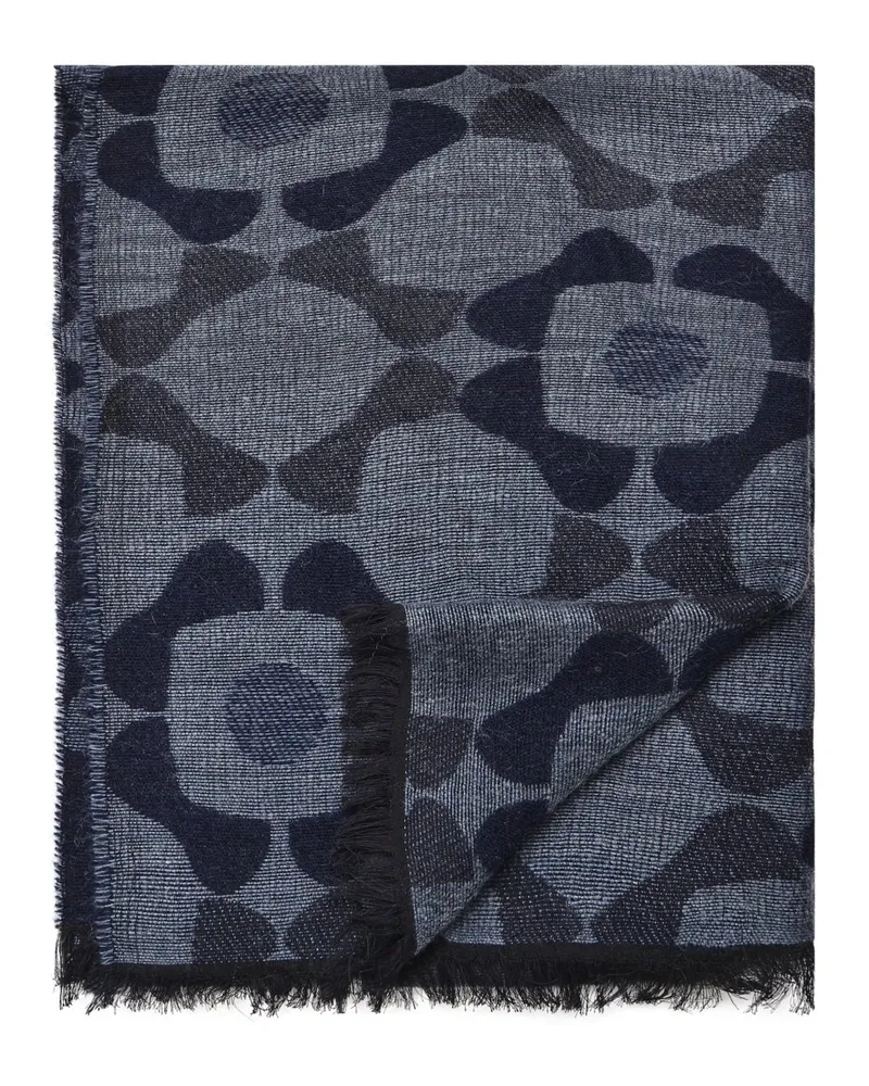 DANTE Weicher Schal mit Modal und floralem Phantasie-Muster in Schwarzblau