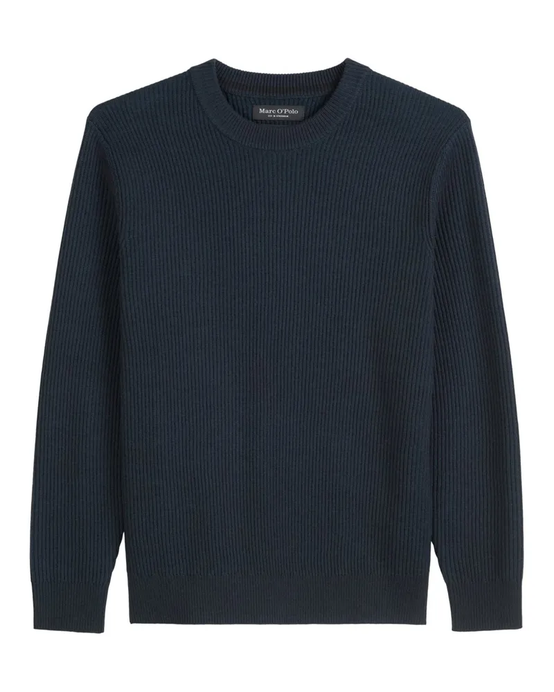 Marc O'Polo Pullover aus einem Bi-Color-Rippstrick, Regular Fit in Marine