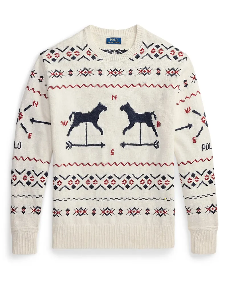 Ralph Lauren Strick-Pullover aus Baumwolle, Leinen und Kaschmir, Regular Fit in Offwhite