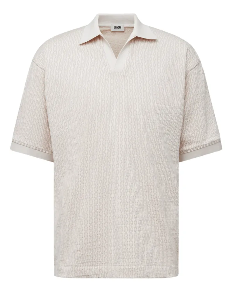 Drykorn Leichtes Strick-Poloshirt aus einem gemusterten Baumwoll-Mix in Beige