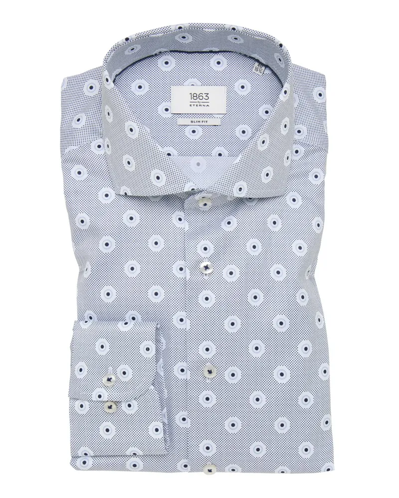 Eterna Baumwollhemd in Vollzwirn-Qualität mit Print, Slim Fit in Marine