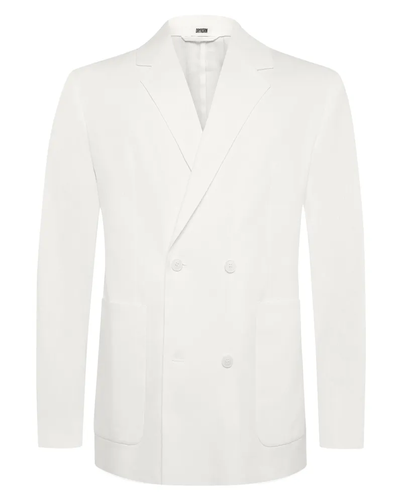 Drykorn Zweireihiger Blazer aus Leinenmischung mit leichtem Stretch in Weiß
