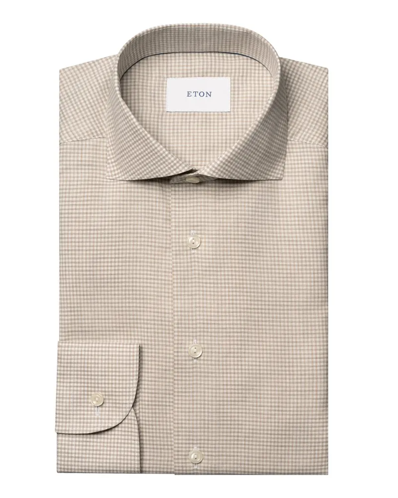Eton Leichtes Flanellhemd mit Kleinkaromuster, Contemporary in Beige