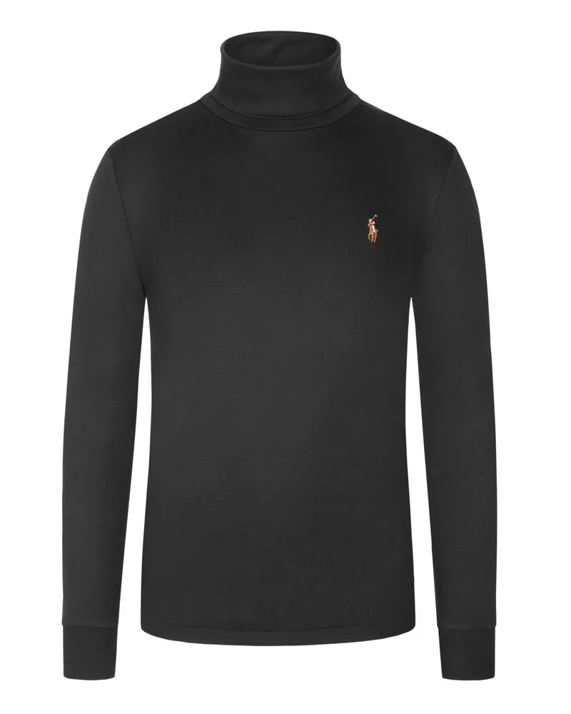 Ralph Lauren Leichter Rollkragenpullover in Jersey-Qualität mit Logo-Stickerei in Schwarz