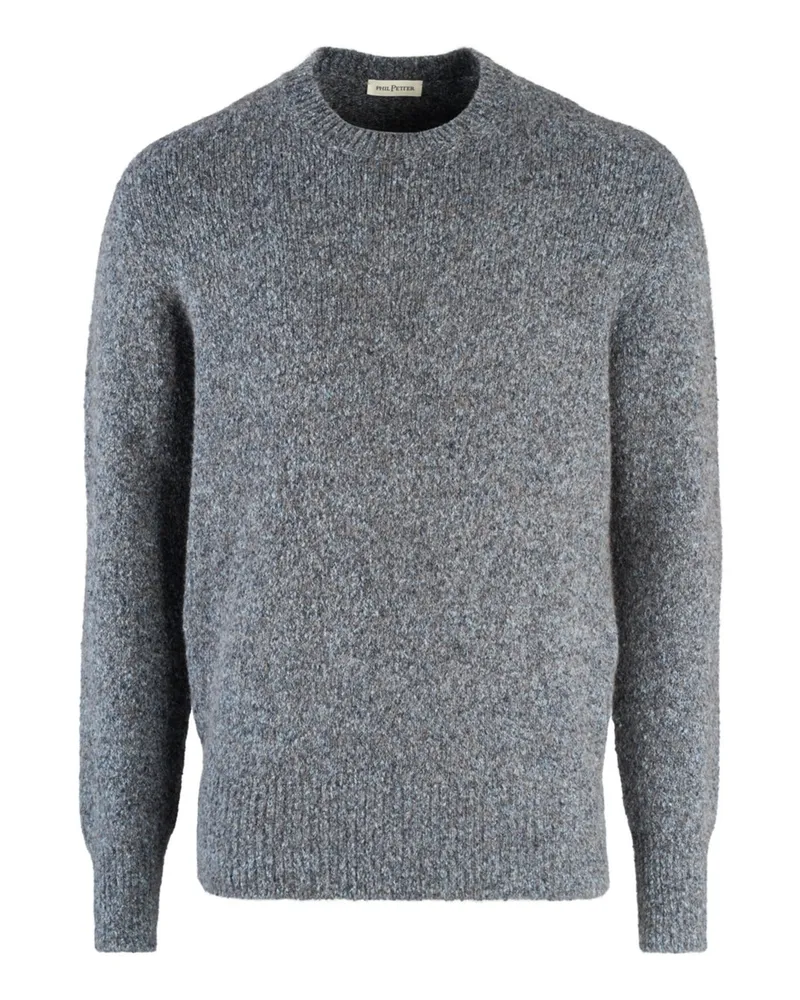 Phil Petter Strick-Pullover in Melange-Optik mit Alpakawolle in Denim