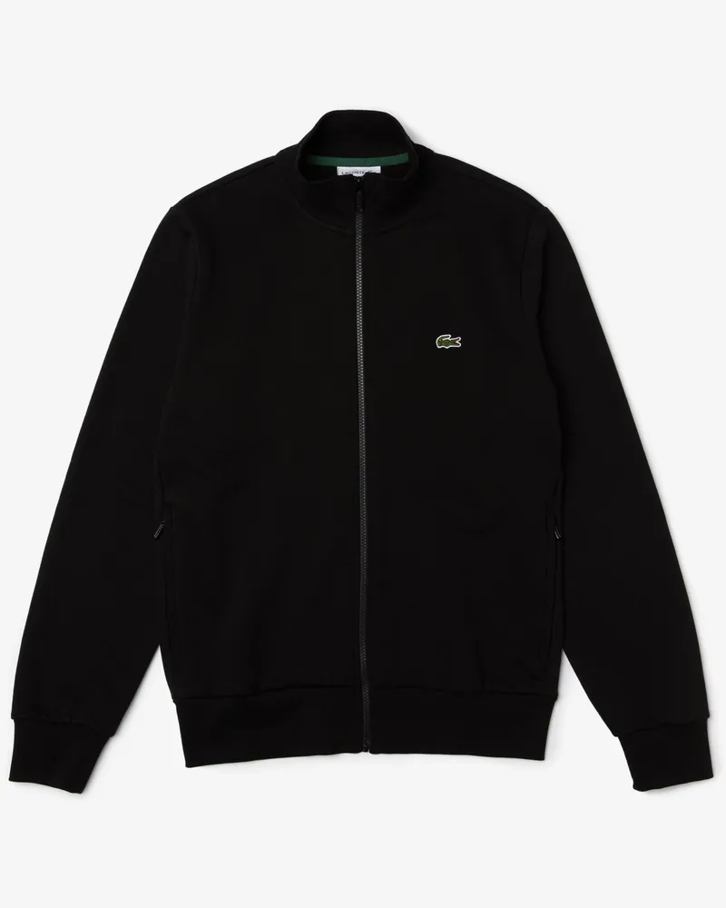 Lacoste Sweatjacke mit Logo-Aufnäher, Regular Fit in Schwarz