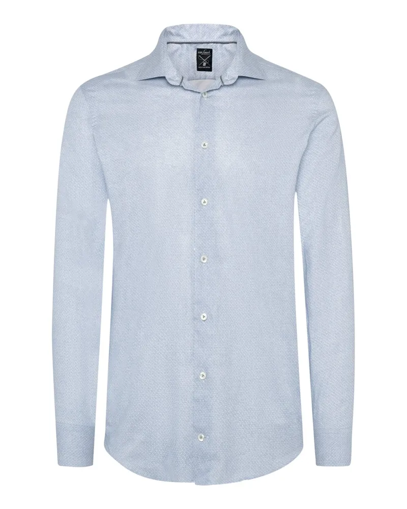 van Laack Gemustertes Twillhemd aus Baumwolle, Tailor Fit in Hellblau