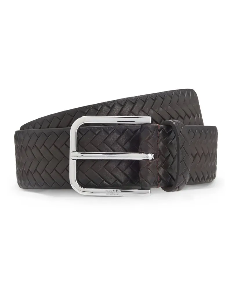HUGO BOSS Gürtel aus Rindsleder mit Flechtmuster in Dunkelbraun