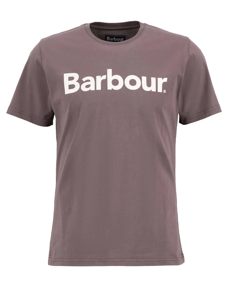 Barbour T-Shirt aus Baumwolle mit Label-Print, Tailored Fit in Aubergine