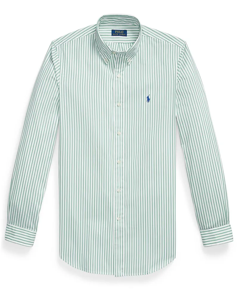 Ralph Lauren Leichtes Baumwollhemd mit Blockstreifen, Custom Fit in Grün