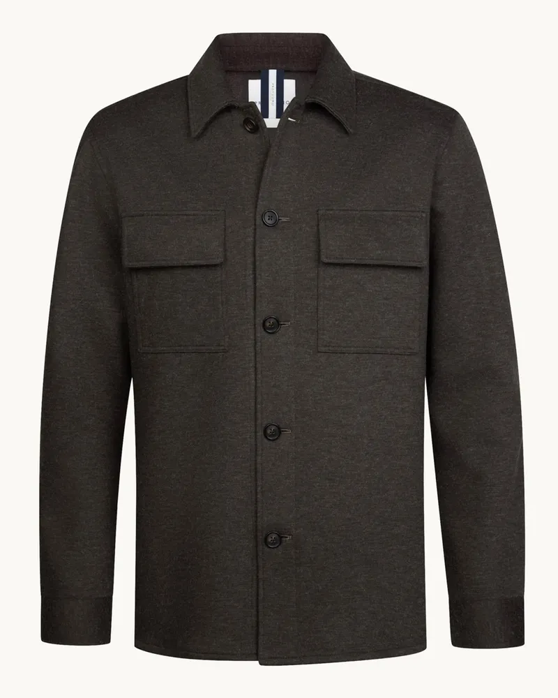 Profuomo Flanell-Overshirt aus einem Schurwoll-Mix in Braun