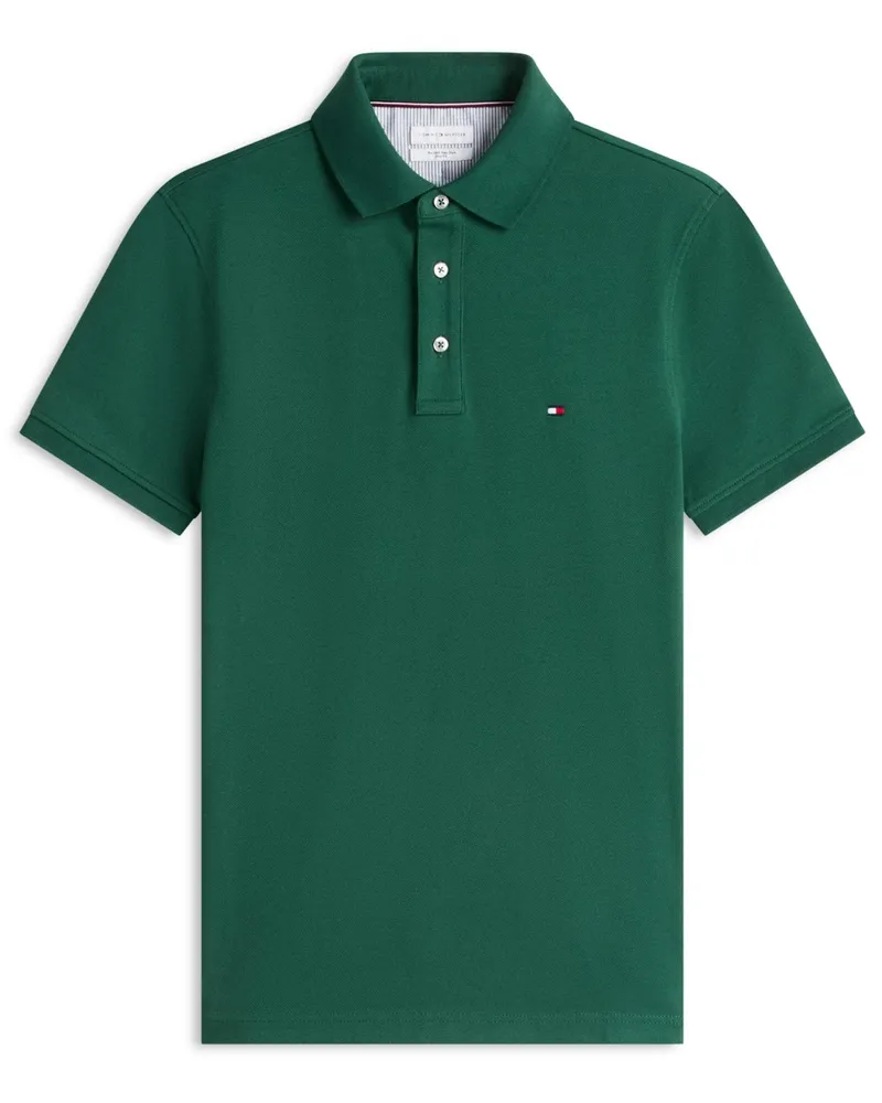 Tommy Hilfiger Stretch-Poloshirt 1985 mit Flag-Stickerei, Slim Fit in Tanne
