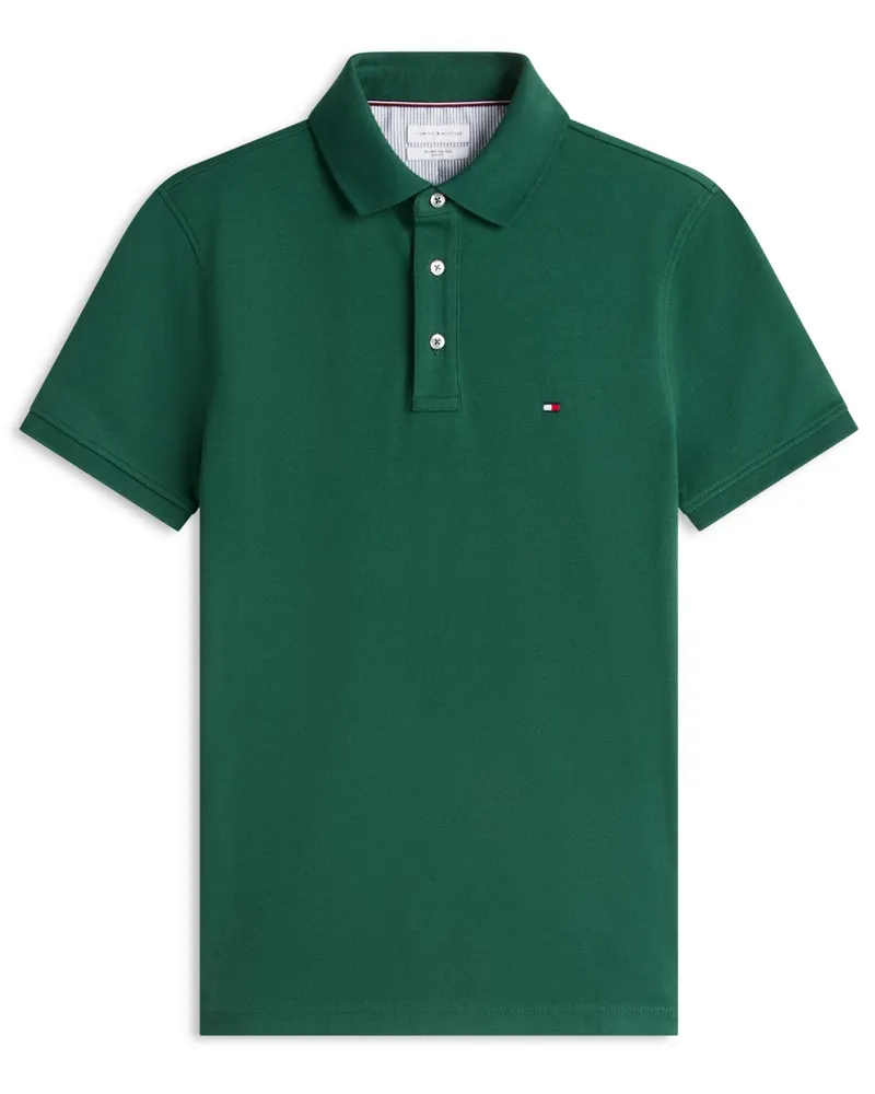 Tommy Hilfiger Slim Fit Poloshirt 1985 mit Stretch und Flag-Stickerei, Slim Fit in Tanne