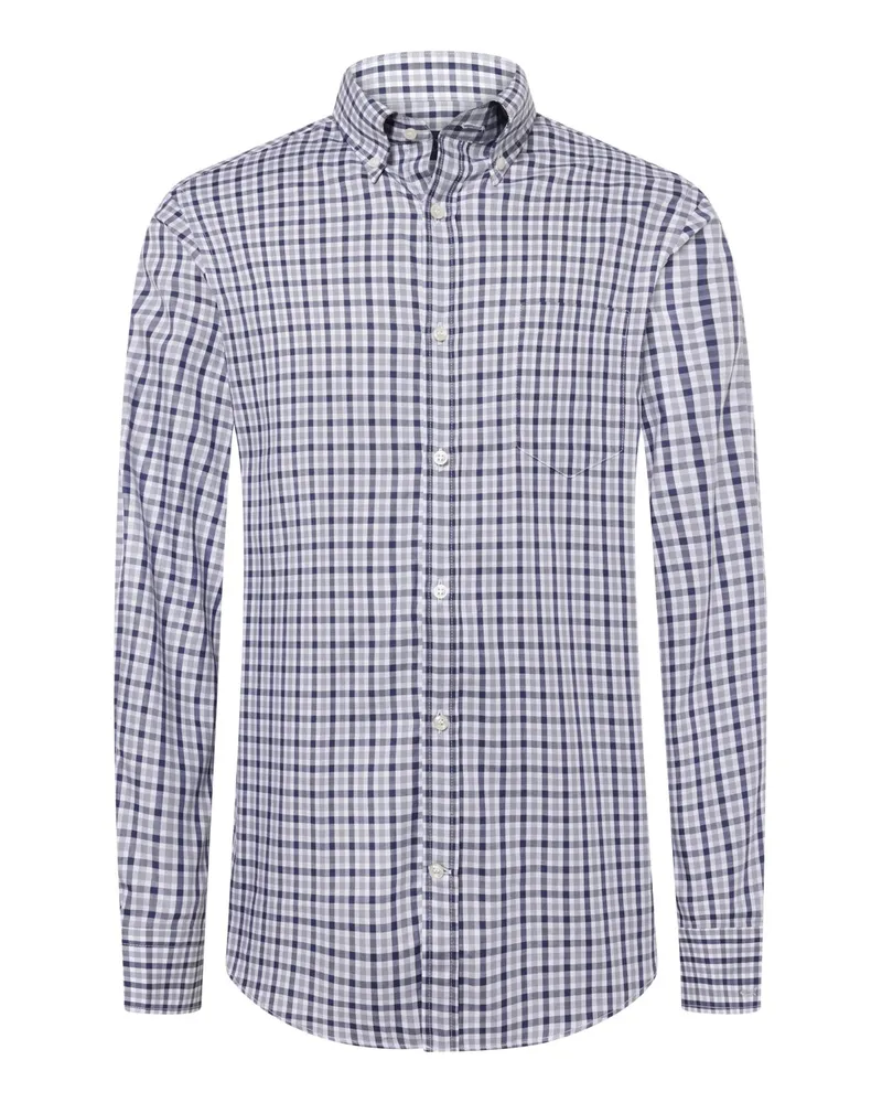 Paul & Shark Kariertes Hemd mit Button-Down-Kragen in Marine